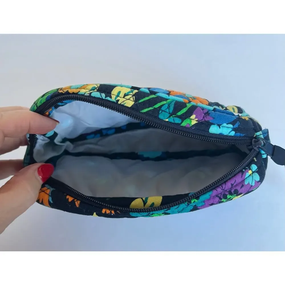 Vera Bradley Midnight‎ Blue Floral Makeup Cosmetic Travel Bag w/ Mirror Pocket